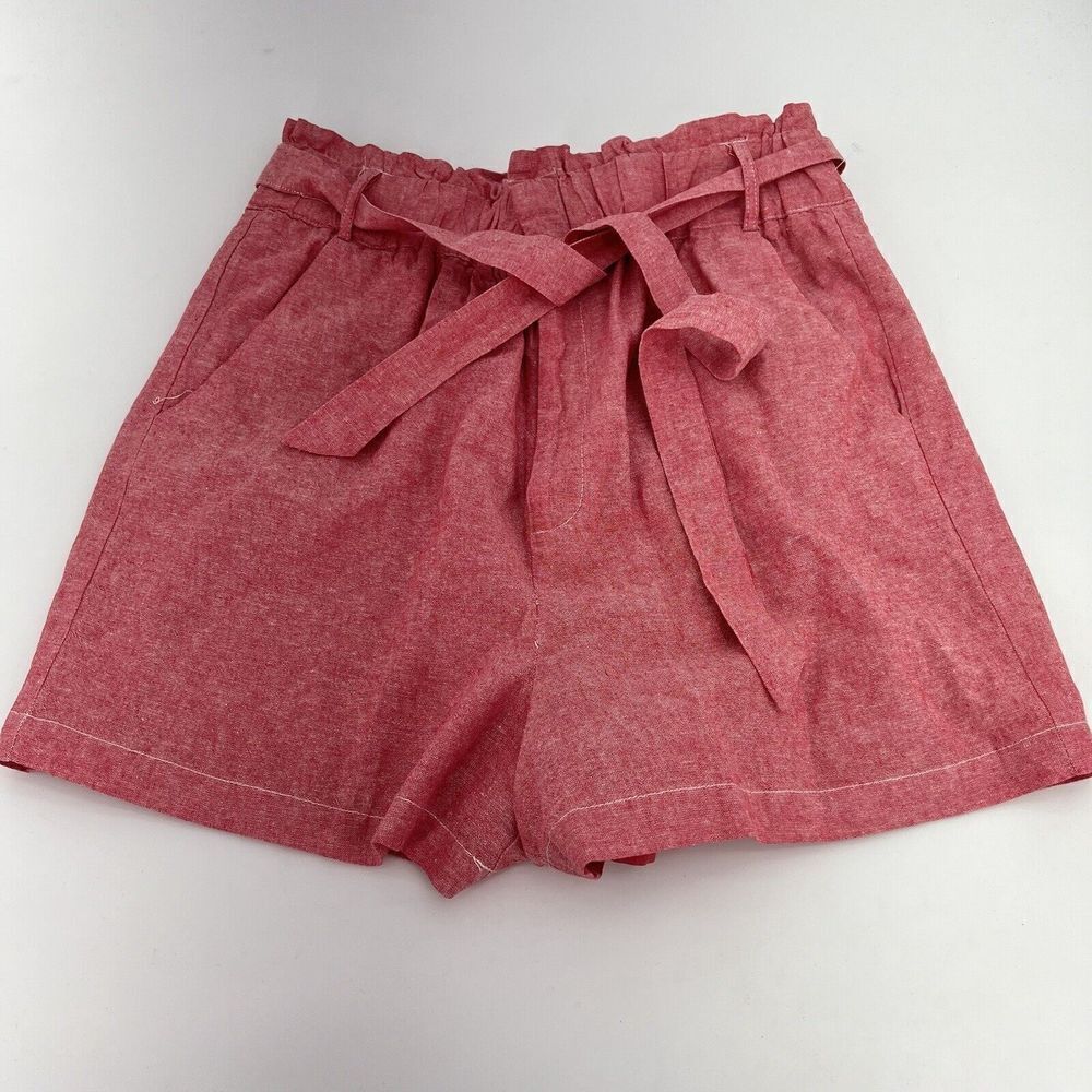 Draper James RSVP Women Linen Blend Paperbag Shorts Red Size Large